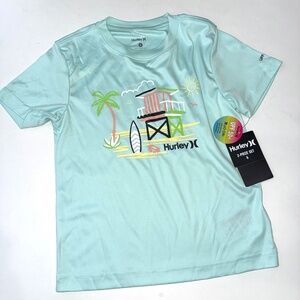 HURLEY New Boys 6 UPF 50 Seafoam Mint Short Sleeve Sun Water Swim Shirt XX10